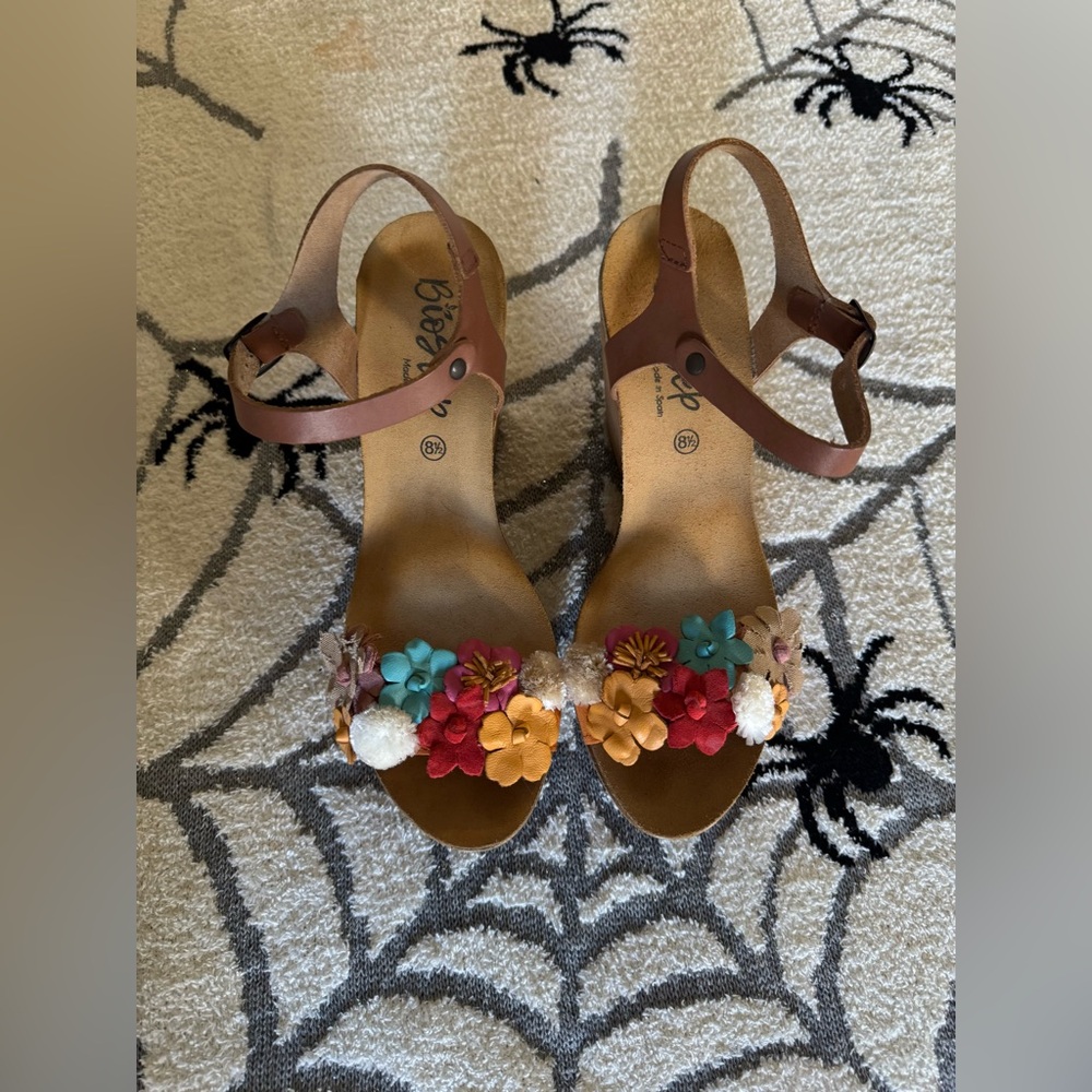 Floral Sandals with Ankle Strap